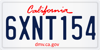 CA license plate 6XNT154