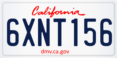 CA license plate 6XNT156
