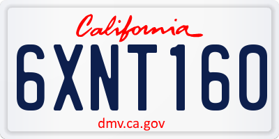 CA license plate 6XNT160
