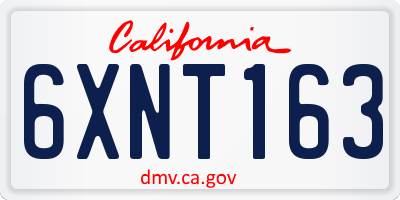 CA license plate 6XNT163