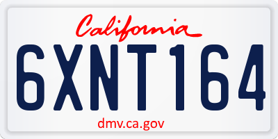 CA license plate 6XNT164