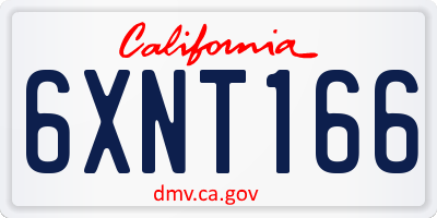 CA license plate 6XNT166