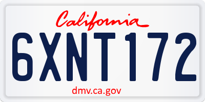 CA license plate 6XNT172