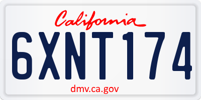 CA license plate 6XNT174