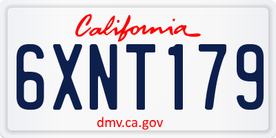 CA license plate 6XNT179