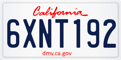 CA license plate 6XNT192