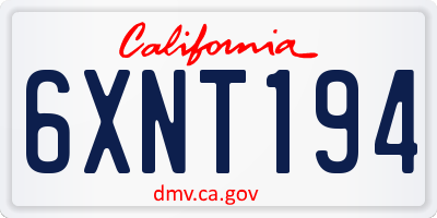 CA license plate 6XNT194