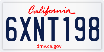 CA license plate 6XNT198