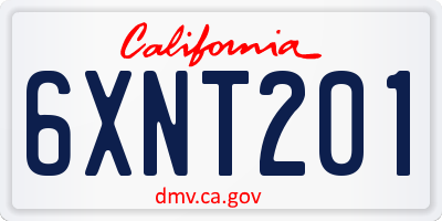 CA license plate 6XNT201