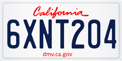 CA license plate 6XNT204