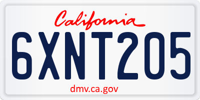 CA license plate 6XNT205