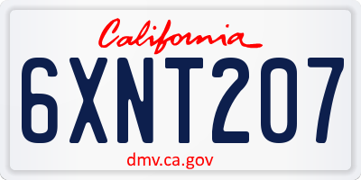 CA license plate 6XNT207