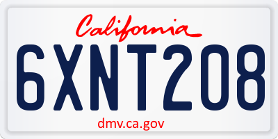 CA license plate 6XNT208