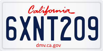 CA license plate 6XNT209