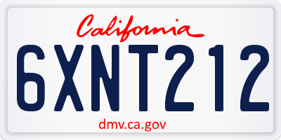 CA license plate 6XNT212