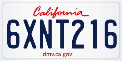 CA license plate 6XNT216