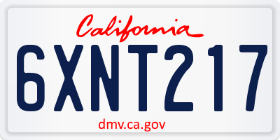 CA license plate 6XNT217