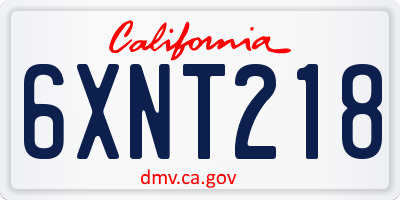CA license plate 6XNT218