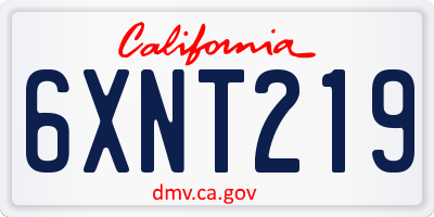 CA license plate 6XNT219