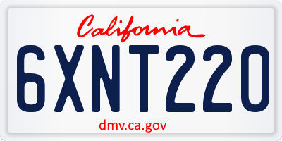CA license plate 6XNT220