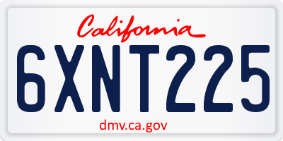 CA license plate 6XNT225
