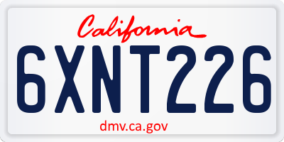 CA license plate 6XNT226