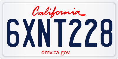 CA license plate 6XNT228