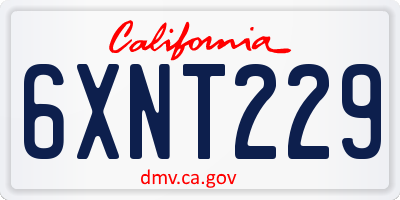 CA license plate 6XNT229