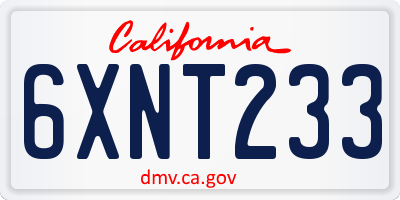CA license plate 6XNT233