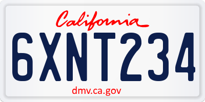 CA license plate 6XNT234