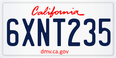 CA license plate 6XNT235
