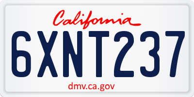 CA license plate 6XNT237