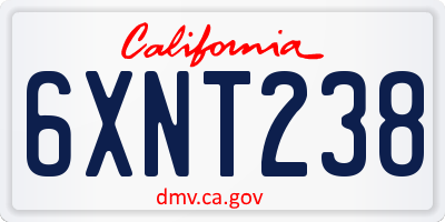 CA license plate 6XNT238