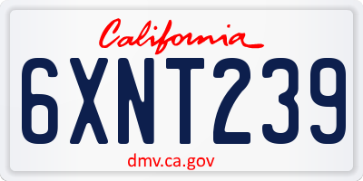 CA license plate 6XNT239