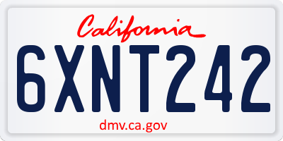 CA license plate 6XNT242