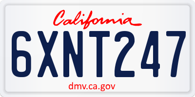 CA license plate 6XNT247