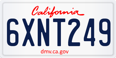 CA license plate 6XNT249