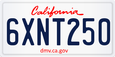 CA license plate 6XNT250