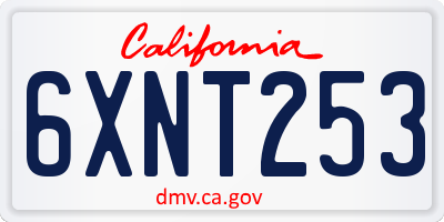 CA license plate 6XNT253