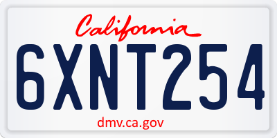 CA license plate 6XNT254
