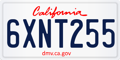 CA license plate 6XNT255