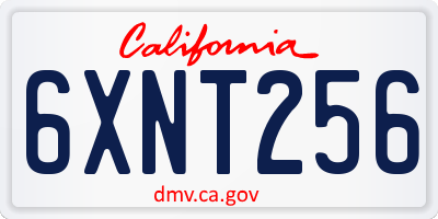 CA license plate 6XNT256