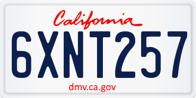CA license plate 6XNT257