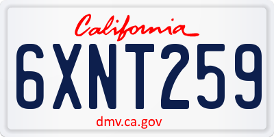CA license plate 6XNT259