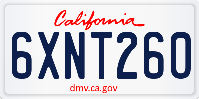 CA license plate 6XNT260
