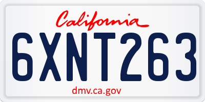 CA license plate 6XNT263