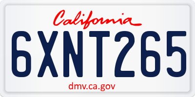 CA license plate 6XNT265