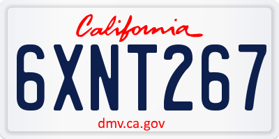 CA license plate 6XNT267