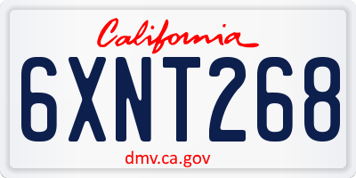 CA license plate 6XNT268