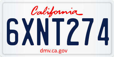 CA license plate 6XNT274